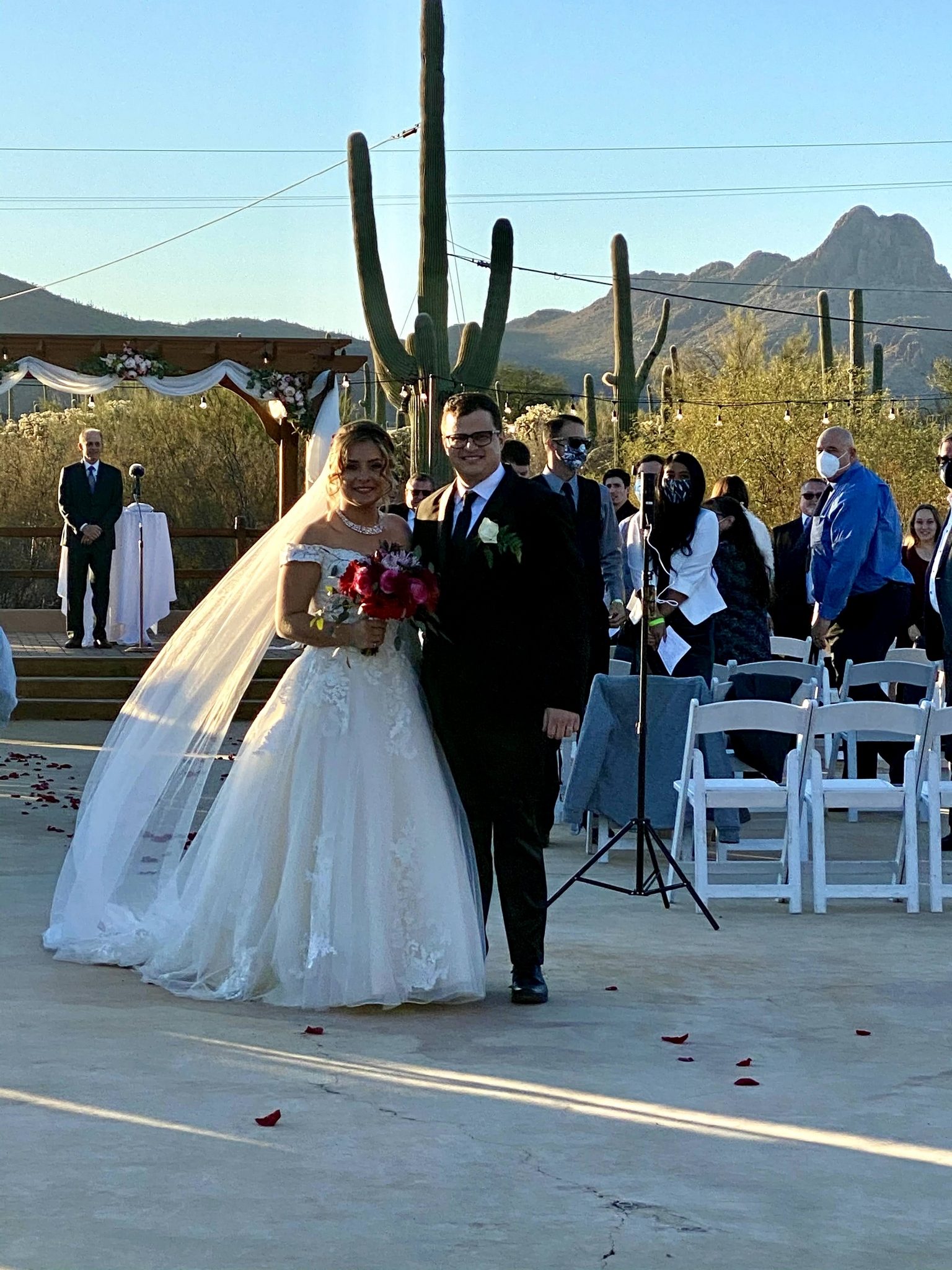 Couple walking in the desert