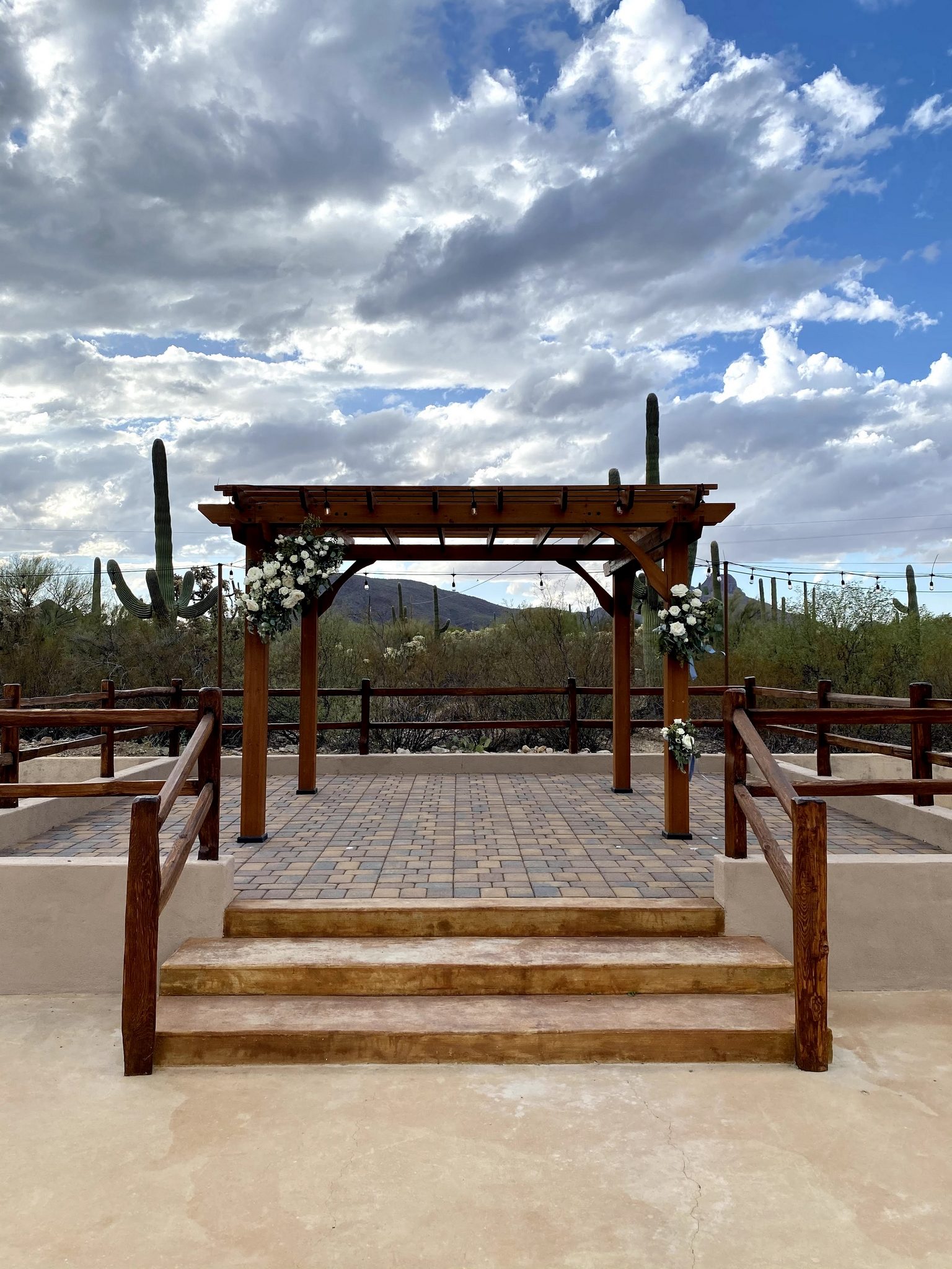 Daytime altar with desert backdrop