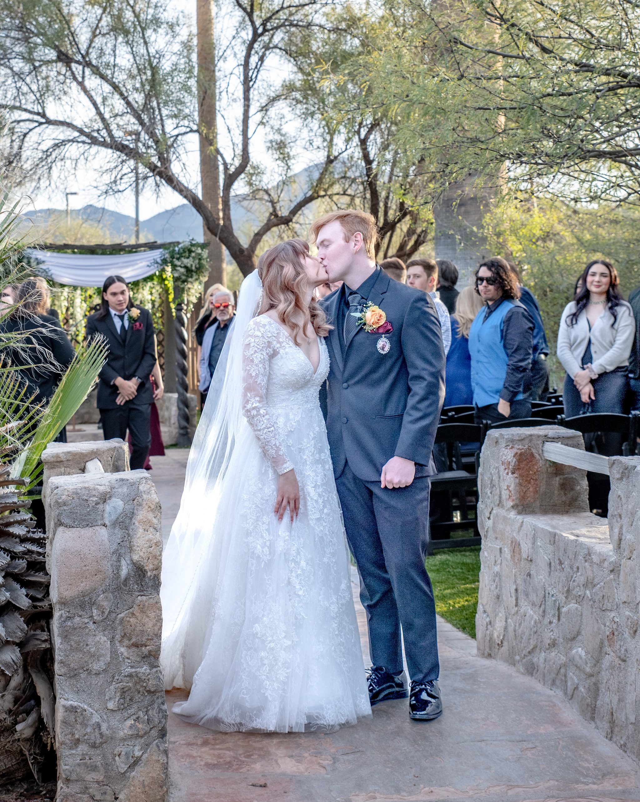 Newlywed couple at Oasis at Wild Horse Ranch ceremony