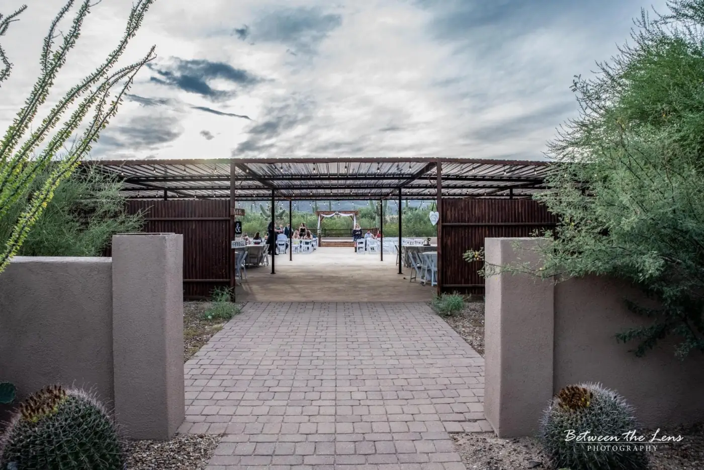 Grand entrance to the Oasis at Wild Horse Ranch outdoor ceremony grounds, Tucson Arizona